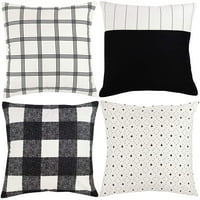 Set jastuka Crno-bijelo Jednostavna klasična rešetka nordijska bacanje jastučnice za jastuk za jastuk