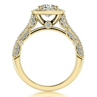 1.70ct TW prirodni dijamanti i moissanite 18k žuti zlatni halo zaručnički prsten