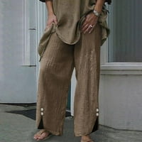 Zkozptok ženske pamučne pantalone plus veličina visokih struka crtež casual šarmova elastična široka