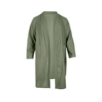 Muški ogrtač s kratkim rukavima sa džepom udobne ogrtačem mekano spavanje lagano labavo salon noćna odjeća zelena l