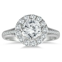 Ženska AGS certificirana Carat TW Diamond Halo Angažman prsten u 14K bijelom zlatu