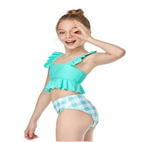 Dječje djevojke pletene kupaći kupalište, letnje kupaće kostimeum ​​ruffle beachwear naranča 6t-8t