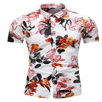 Cindysus Muškarci Ležerni list ispisana bluza MENS Havajska majica za dnevnu habanje cvjetni ispis labave
