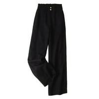Elastične pantalone za prozračivanje labavih pamučnih i posteljina ženske hlače sa džepom casual pantalone za žene poslovne casual pantalone za žene