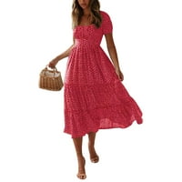 Uerlsty ženska cvjetna boho duga haljina dame Ljeto na plaži za odmor ruffle maxi haljine