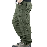 Cindysus muške retro hlače za vuče muškarci Redovni fit dno sa džepovima Yoga Solid Boja Vintage Cargo