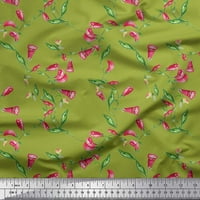 Soimoi Green Japan Crepe saten tkanina odlazi i foxglove cvjetna tkanina za ispis u dvorištu široko