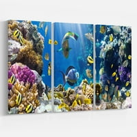 Dizajn umjetnička riba u koralnom grebenu - grafička umjetnost na setu zamotanog platna