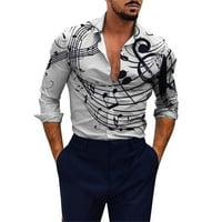 Košulje za muškarce velike i visoke muške košulje Note 3D digitalni tisak majica s dugim rukavima na