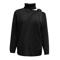 Entyinea ženski polo džemper Batwing rukav bluza Ležerne prilike sa labavim vrećama Duks pulover TOP Black XL