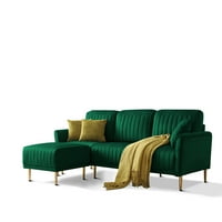78.7 '' Kauč sa kaučem na kauču, modernog baršunastog kauča u obliku reverzibilne kaise, kauč na 3 sjedišta sa Otomanom za dnevni boravak, zeleno