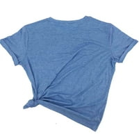 APEPAL ženska ljetna majica BLOOSE kratki rukav O-izrez Čvrsta boja cvjetni print tunik dame casual labavo gornje svjetlo plavo m