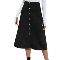 KCcocoo ženska suknja s magijom suknja s čvrstom strukom Corduroy HIP zamotavanje jednog grudi slim fit solid suknja jesen i zimski corduroy black xl
