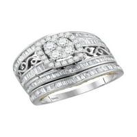 Jewels 14kt Dvotonski zlatni ženski okrugli dijamantski klaster mladenka za venčani zaručni prsten 1