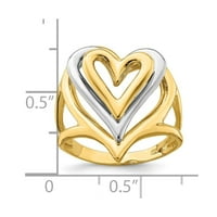 FEBMM 14K Dvije tonske polirane zlatne trostruke lagane ljubavne srčane veličine nakita pokloni za žene