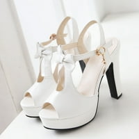 Peep toe sandale za žene visoke pete platforma bijela