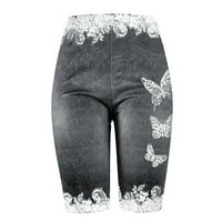 Yubnlva kratke hlače za žene ženske plus veličine mršave leptir print casual džinjama traper jean kratke