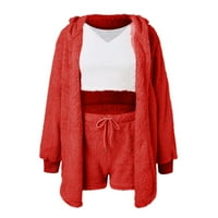 Xiuh Sleewewer za žene Ženske pidžame Tri prsluk šorc jakna pidžama tri seta ženska spavaća odjeća crvena m