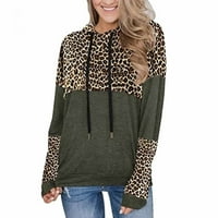 Ženski ležerni Leopard-tisak pletene dušice dugih rukava sa dugim rukavimaDeatshirthOtrie Crewneck Fall Dukseri za žene