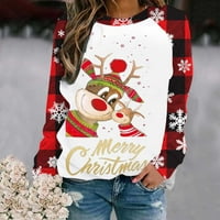 Ružne božićne dukseve za žene jelena ispisa pulover vrhove dugih rukava s rukavima na dugim rukavima Plewneck džemper
