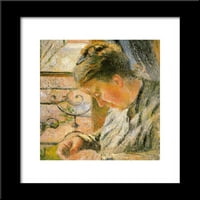 Portret madam pissarro šiveći blizu prozora uokvirenog umjetničkog tiska PI