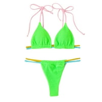 Ecqkame ženski bikini set modni seksi solidni kupaći kostimi Bikini Split kupaći kupaći kostim set mint zeleni l čišćenja