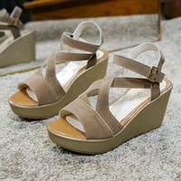 SHLDYBC Klin sandale za žene, ženske nove ljetne modne klipe s visokim potpeticama kopče jato sandale