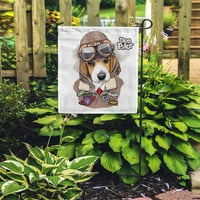 Portret Beaglea u avionalnom kacigu i jaknu šivaći vrtna zastava ukrasna zastava kuće baner