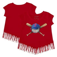 Djevojke Toddler Tiny Turpap Crvena Filadelfija Phillies Hat Cross miševi Fringe majica