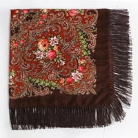 Cara Lady Women Lady Musliman Folk-Custom Print Tassel Square Scalf Wrap Shaw Travel Scarve Multicolor