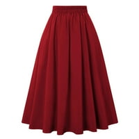 Šifonska suknja sa džepovima High Fashion Vintage Casual Suknje Nasleđena suktna struka Žene suknje za suknje za suknje suknje za žene Red XL