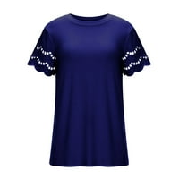 Ženske majice i bluze Plave ponude za čišćenje Žene Leisure Modni čipkasti čipka kratkih rukava Okrugli vrhovi poklon za ženske vrhove