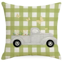 Proljeće i ljeto Mali Daisy cvjetni jastuk pokrov zelenog plavljenog prugasta kauč na kauč na kauč na