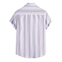 Advoicd Muška prugasta majica kratkih rukava casual gumb niz vrhunske košulje za kuglanje za muškarce