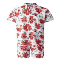 Eyicmarn muške havajske košulje, modni ispisani gumb dolje majica kratkih rukava + set kratkih hlača