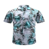 Voguele Muška bluza rever izrez na plaži Majica kratkih rukava Summer Košulje za odmor Havajski vrhovi Bijeli list XL