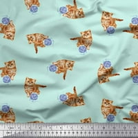 Soimoi Crepe Silk tkanina vuna i mačka životinjsko dekor tkanine Široko drvo