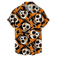 B91XZ muške košulje muške 3D tiskane košulje s kratkim rukavima dolje majice na plaži Ljetne odjeće za muškarce narančaste, veličine l
