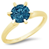 CT sjajan okrugli rez Clear Simulirani dijamant 18k žuti zlatni pasijans prsten sz 6.5