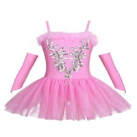 Renvena Kids Girl Sequins Ballet Dance Tutu Haljina Leotard Swan Ballerina kostim sa rukavicama