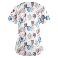 Clearsance yohome bluza za žene kratki rukav V izrez Džepne neovisnosti Dan za viša nebesko plave xxxxl