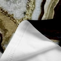 Ženska modna ljetna okrugla pulover za okrugli vrat Ispis kratkih rukava Top bluza, crna, s