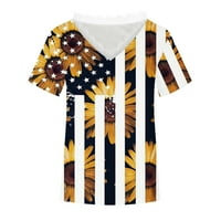 Stamzod plus vrhovi veličine za žene moda casual dan neovisnosti ispiha bluza kratka rukava majica ljetna
