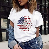 Mchoice Ženska modna dana modna dana Majica Američka zastava Košulje za ispis četvrtog jula Patriotski