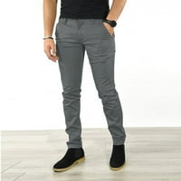 Labakihah teretni pantalone za muškarce muške casual poslovne čvrste tanke hlače pantalone na zipper