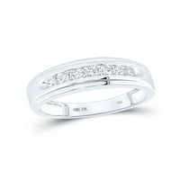 Čvrsti 10k bijeli zlatni muški okrugli dijamantski vjenčani prsten za vjenčanje CT. - Veličina 11