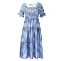 Ljetne haljine za prodaju za žene za žene s kratkim rukavima Štampanje plaćenog uzorka haljina kvadratnog