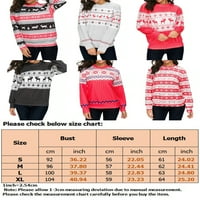 Paille ženske posade izrez labavo pulover ELK tiskana zabava tunika bluza božićna praznična majica TEE