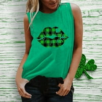 The St.Patrick-ovi tenkovi za žene O-izrez T-majica Comfy casual bluzes moda Redovna modna odjeća za djevojke Plaid ELF Print Tops kratkih rukava Teers Green XL Prodaja