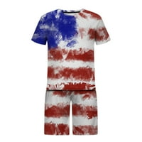 MENS Dnevne nezavisnosti kratki setovi 4. jula Trackits Outfits American Flag Summer Casual Majice kratkih rukava i kratkih hlača